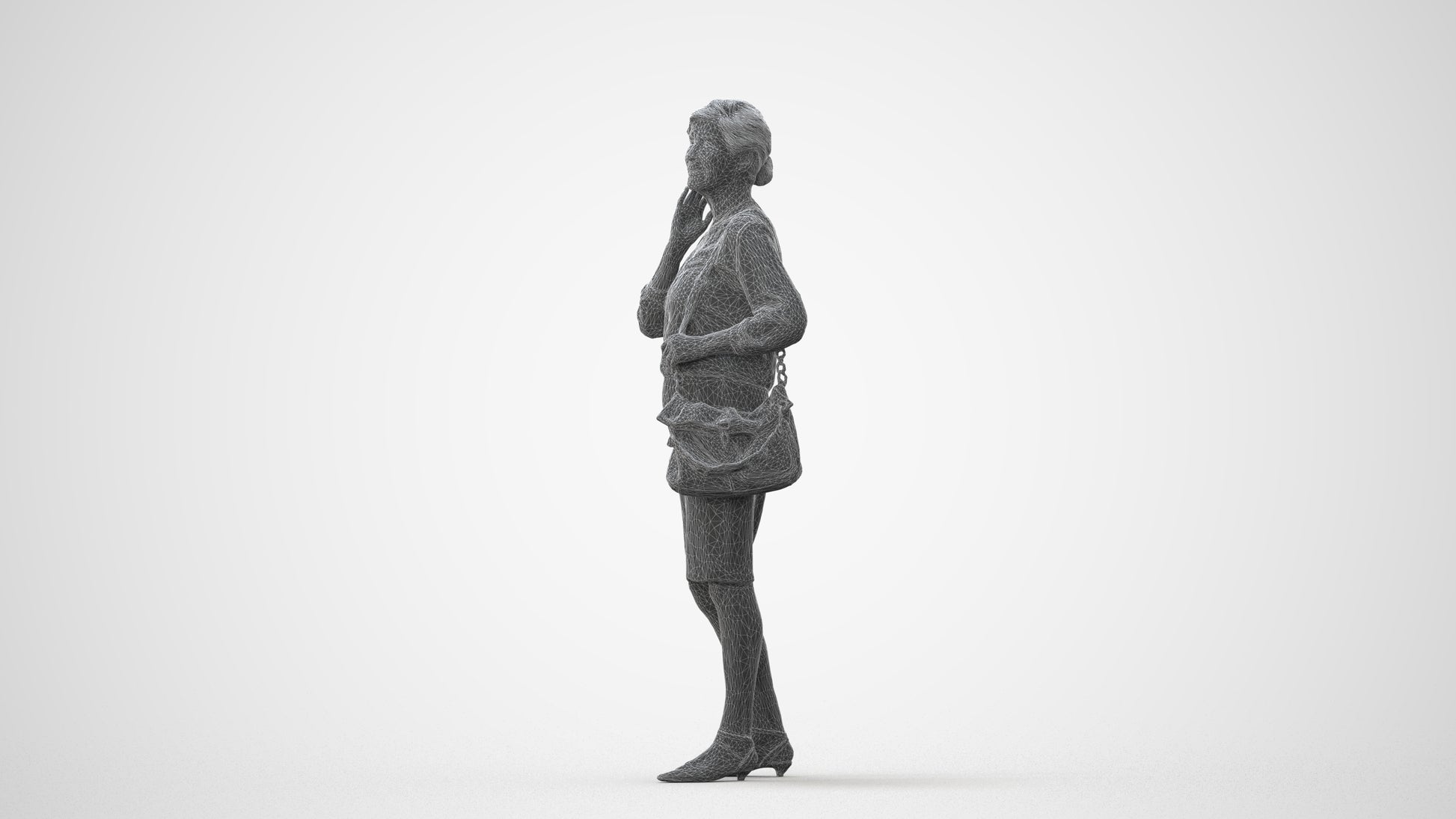 realistic 3D human senior woman business standing, archviz people FBX OBJ for Blender, square thumbnail