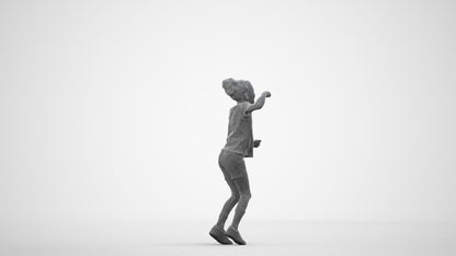 photogrammetry 3D girl casual kids, realistic human model archviz FBX, wireframe side view