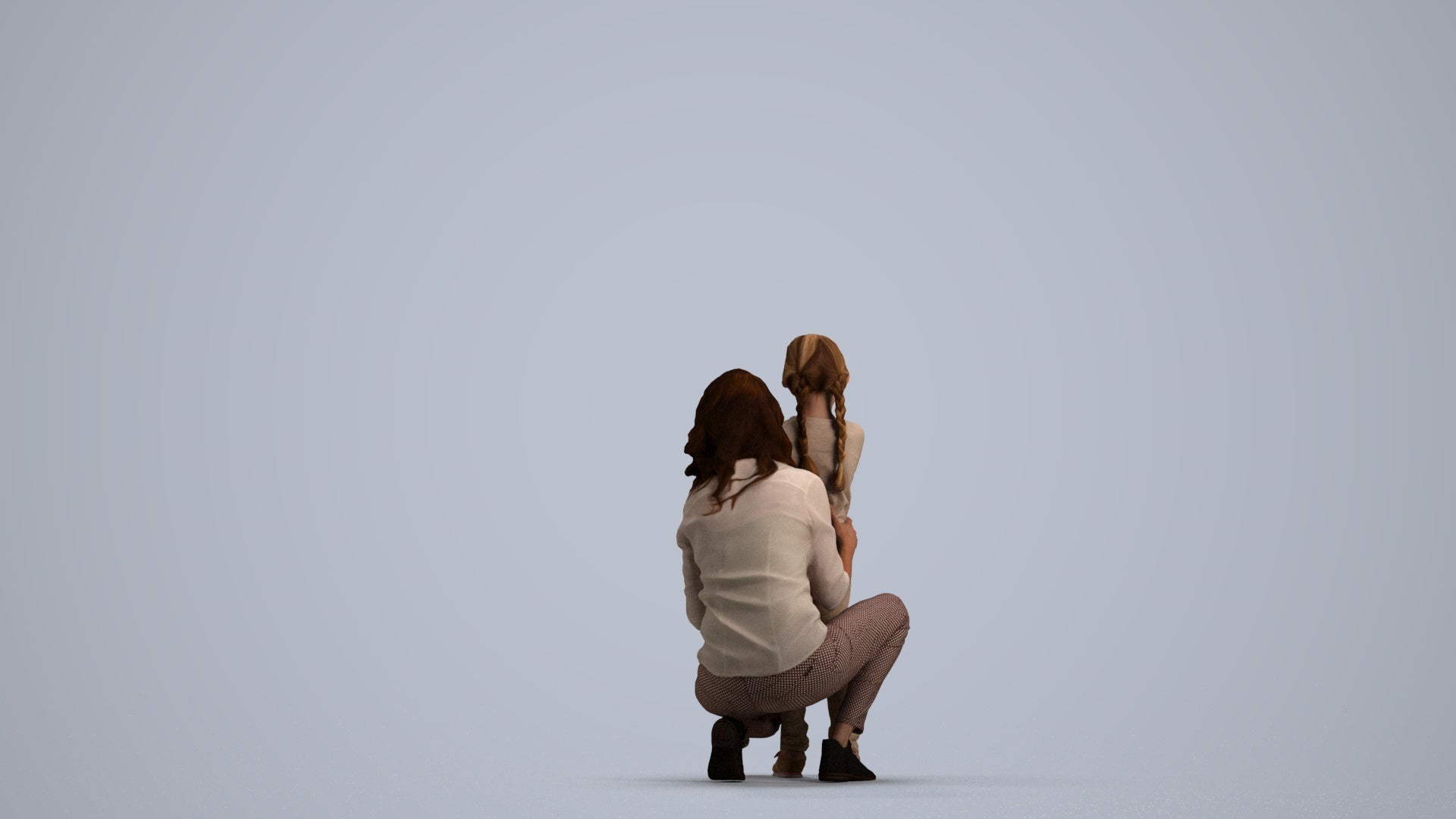 realistic 3D human girl casual kids, archviz people FBX OBJ for Blender, front view render