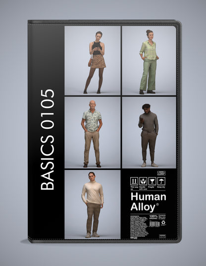 5 3D scanned people standing, photorealistic archviz pack for Enscape and SketchUp