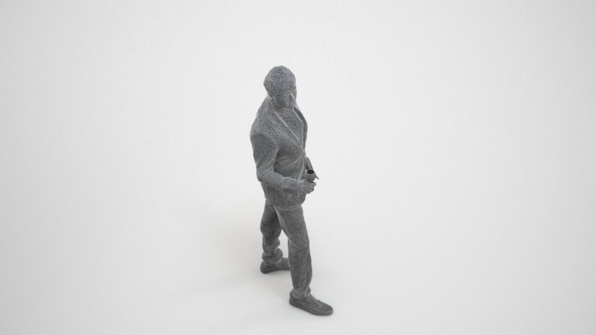3D people model man formal formalaffairs, scanned human for 3ds Max rendering, wireframe three-quarter view
