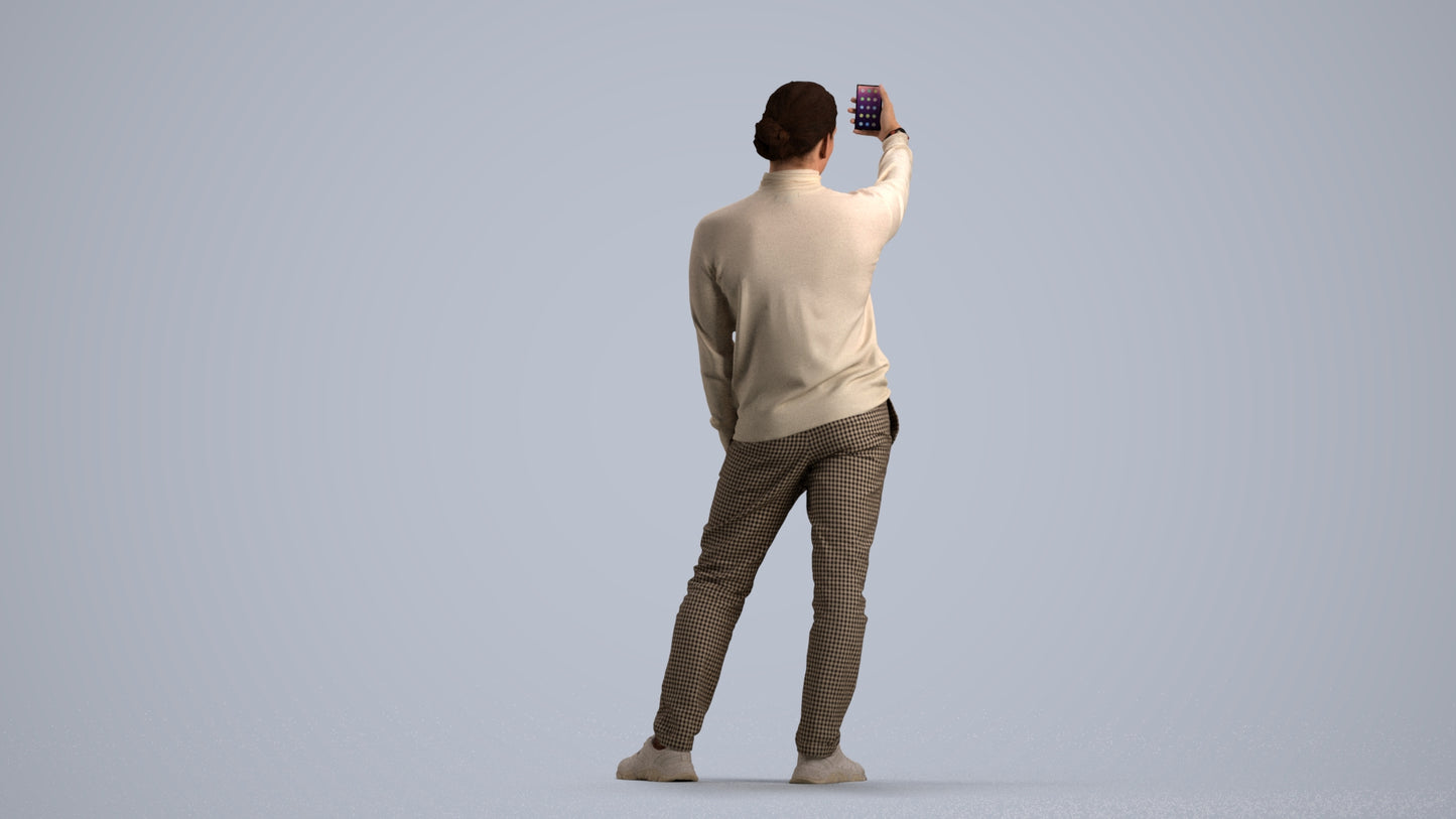 3D scanned man standing casual, photorealistic archviz people for Enscape and SketchUp, front view render