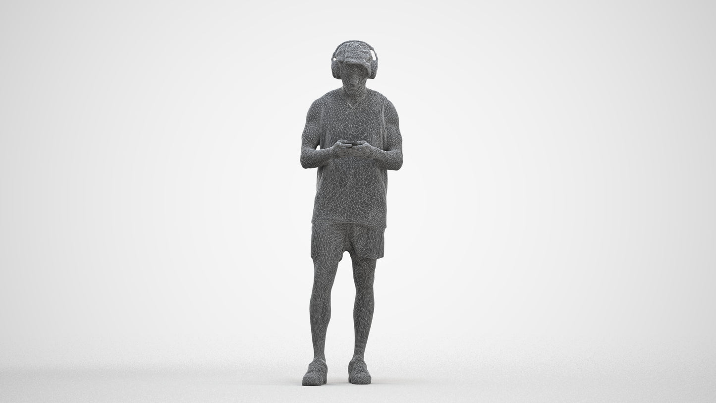 realistic 3D human man sport standing, archviz people FBX OBJ for Blender, three-quarter front view render