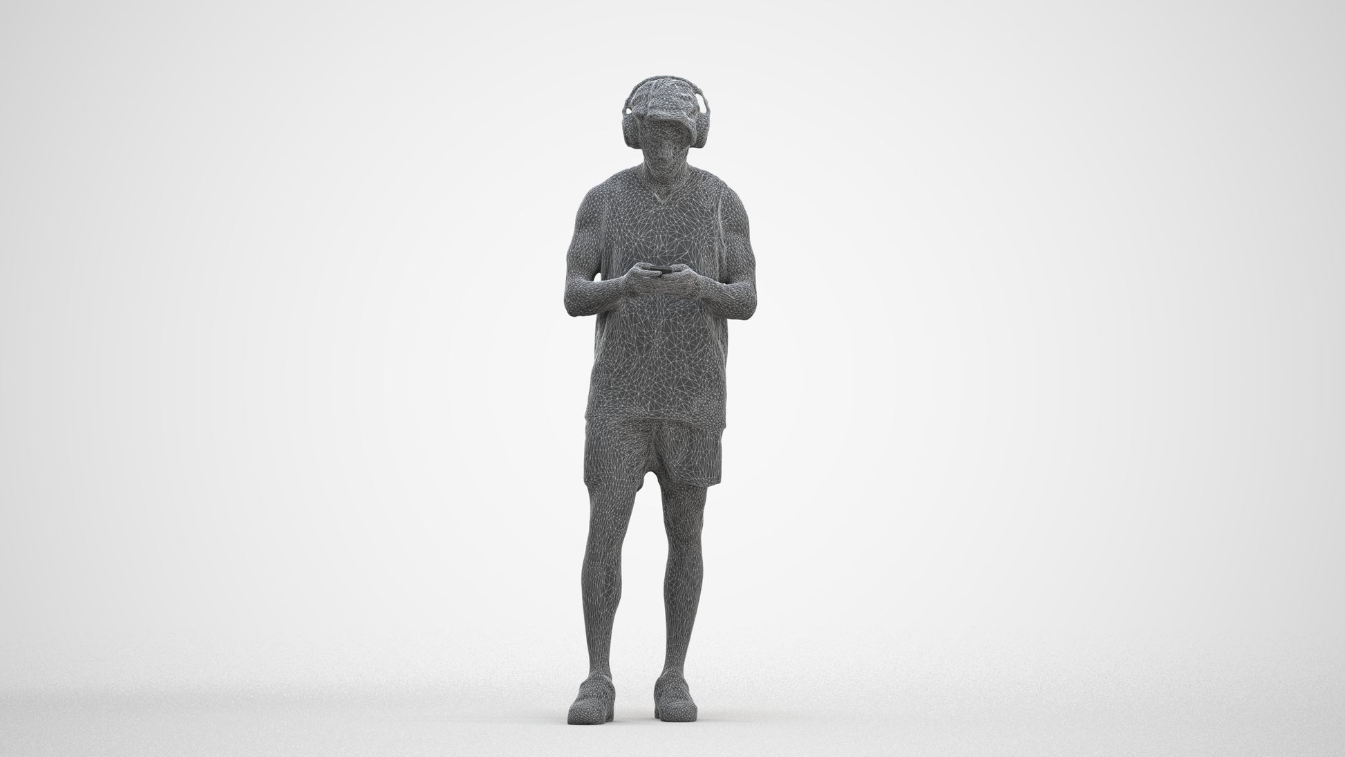 realistic 3D human man sport standing, archviz people FBX OBJ for Blender, three-quarter front view render