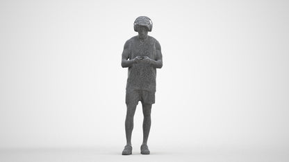 realistic 3D human man sport standing, archviz people FBX OBJ for Blender, three-quarter front view render