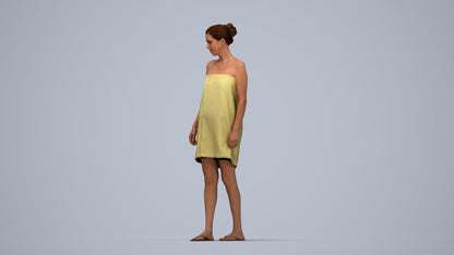 scanned 3D woman casual bathroom, photogrammetry people for Enscape and V-Ray, top-down view render
