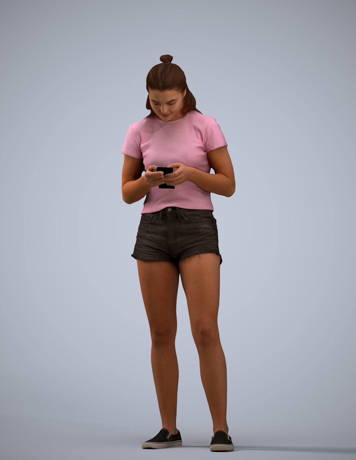 3D people model girl casual standing, scanned human for 3ds Max rendering