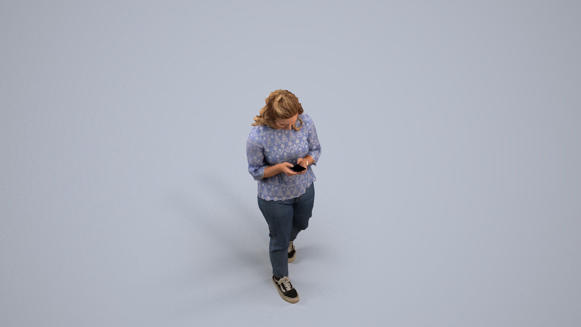 3D people model woman casual walking, scanned human for 3ds Max rendering, back view render