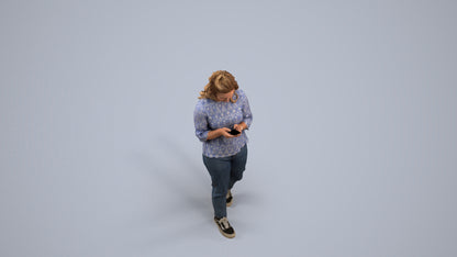 3D people model woman casual walking, scanned human for 3ds Max rendering, back view render