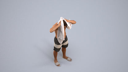 3D scanned man pool sport, photorealistic archviz people for Enscape and SketchUp, back view render
