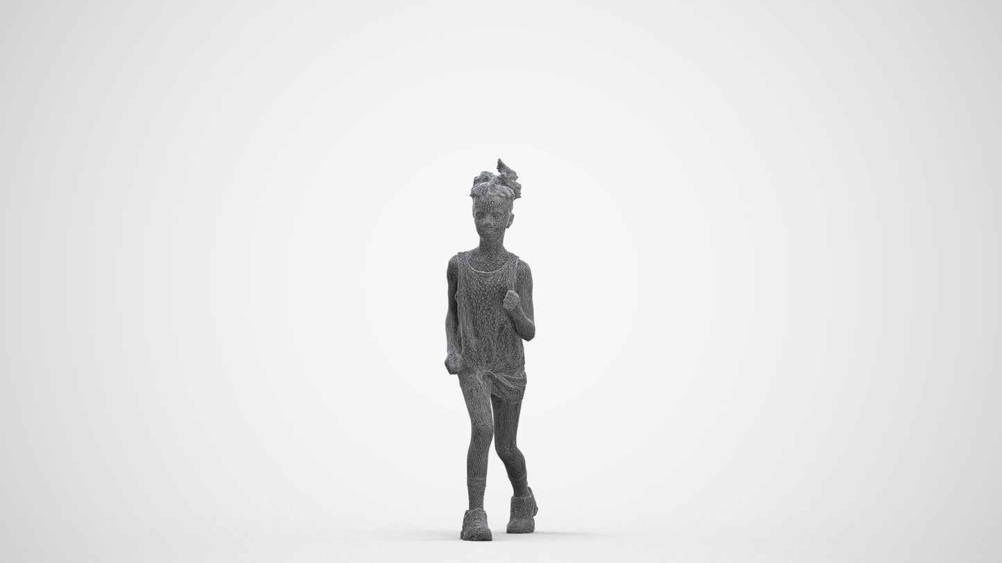 photogrammetry 3D girl sport kids, realistic human model archviz FBX, three-quarter front view render
