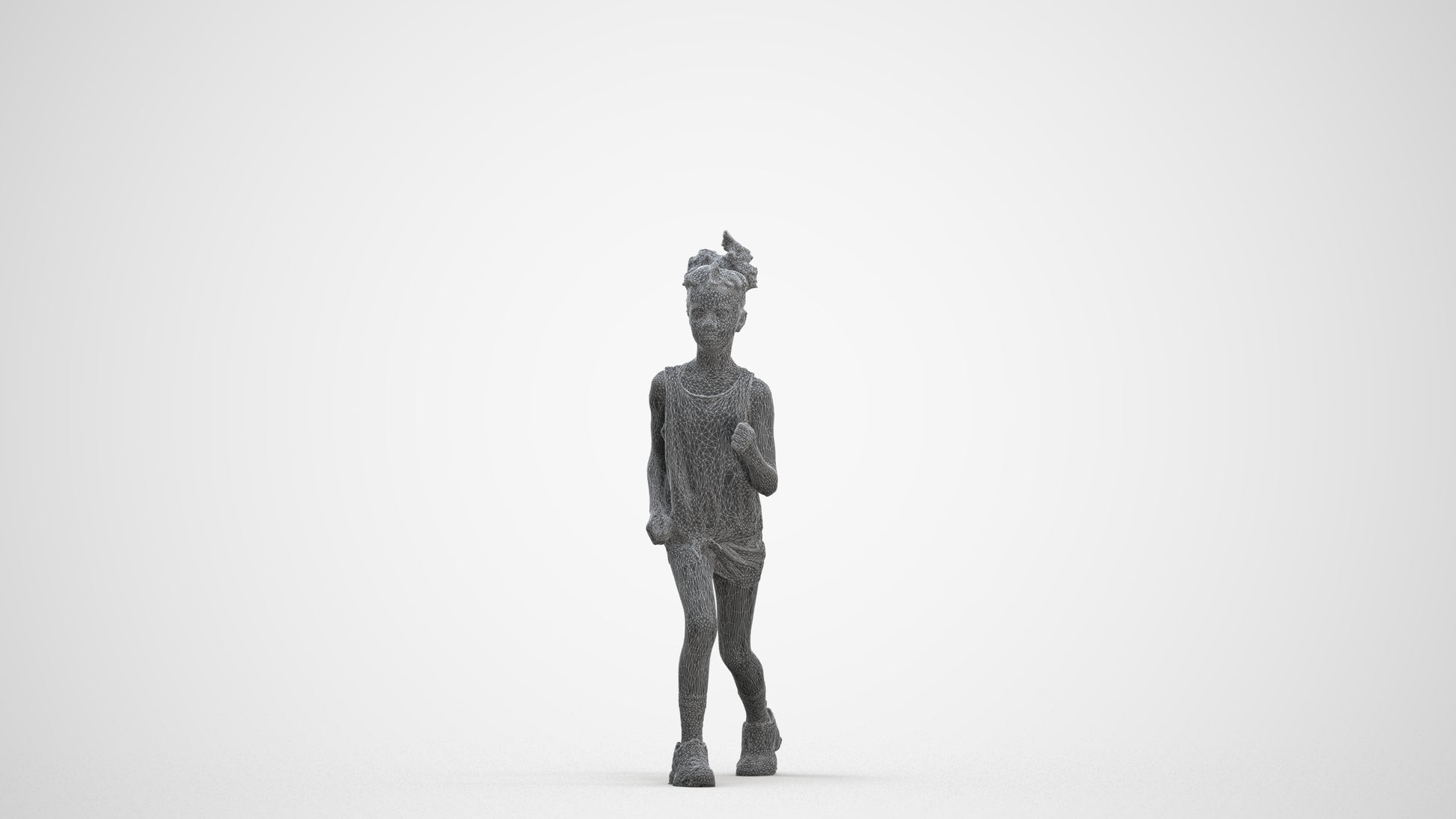 photogrammetry 3D girl sport kids, realistic human model archviz FBX, three-quarter front view render