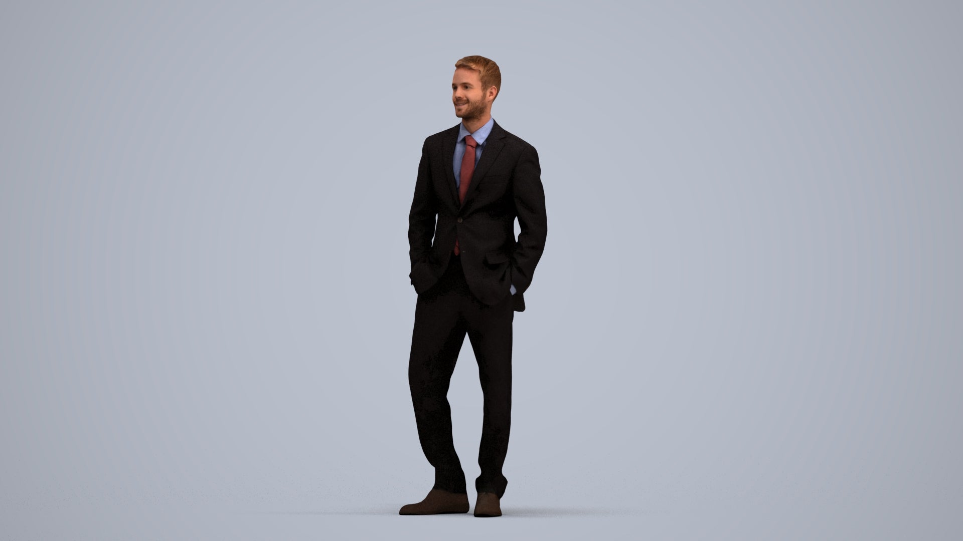 realistic 3D man business, scanned archviz people for Blender and 3ds Max, standing pose render
