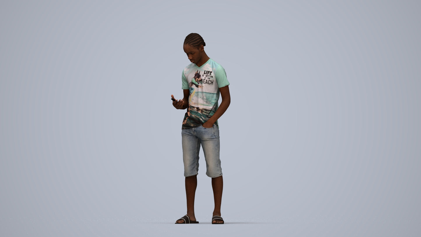 scanned 3D boy casual kids, photogrammetry people for Enscape and V-Ray, top-down view render
