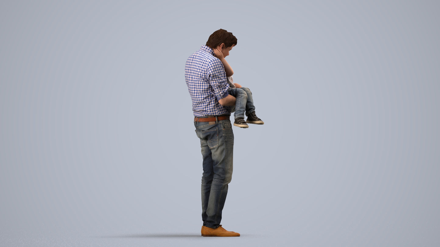 realistic 3D people boy casual kids, render-ready for V-Ray and Corona, FBX OBJ, side view render