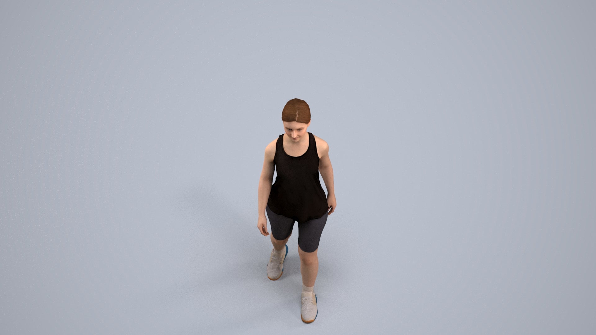 3D scanned girl walking sport, photorealistic archviz people for Enscape and SketchUp, back view render