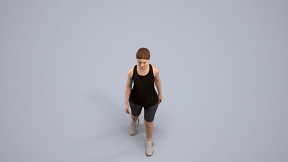 3D scanned girl walking sport, photorealistic archviz people for Enscape and SketchUp, back view render
