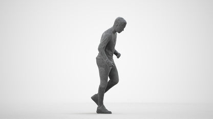 3D scanned boy sport casual, photorealistic archviz people for Enscape and SketchUp, wireframe side view