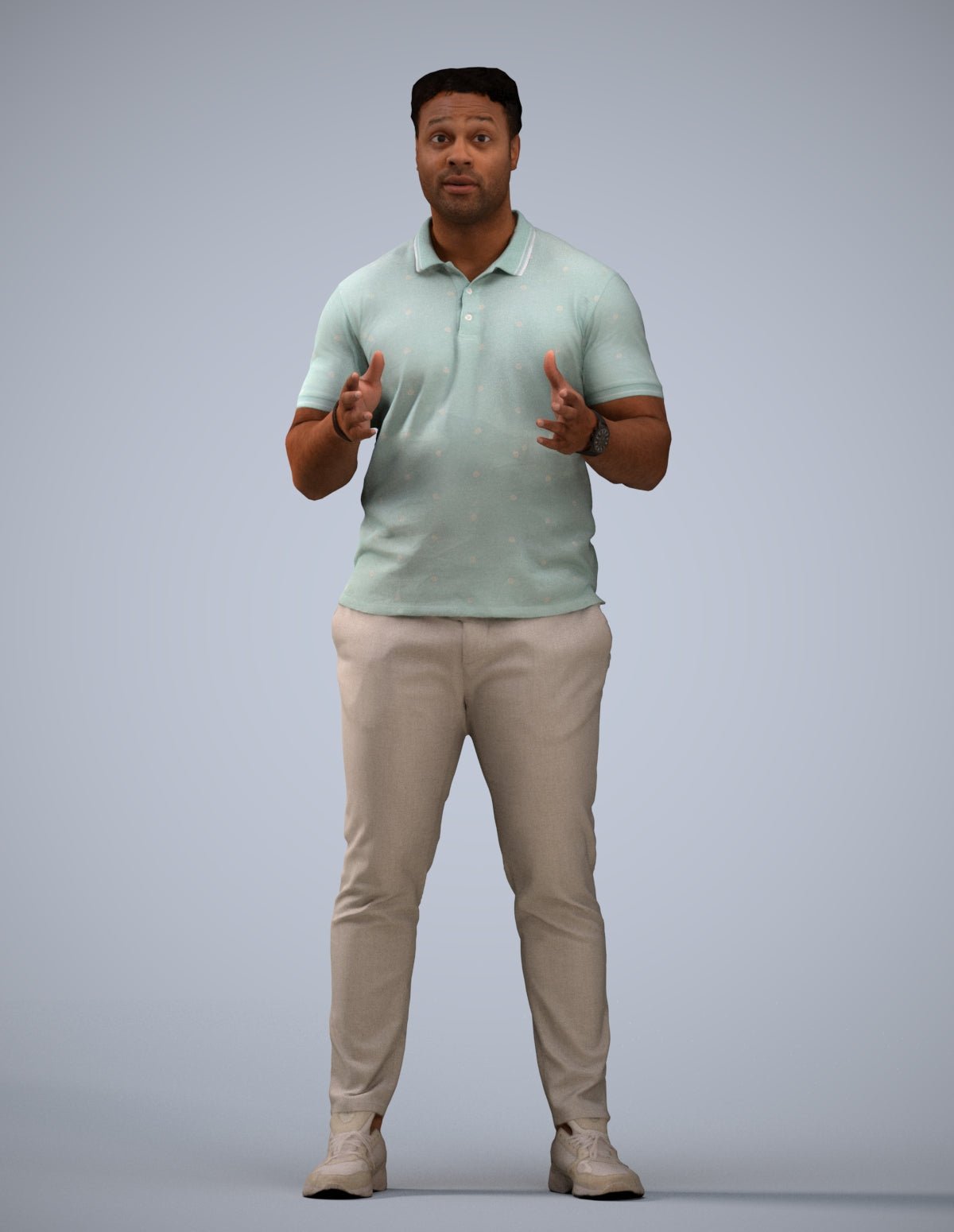 3D scanned man standing casual, photorealistic archviz people for Enscape and SketchUp