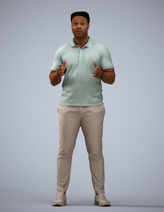 3D scanned man standing casual, photorealistic archviz people for Enscape and SketchUp