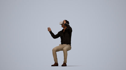 realistic 3D people man business sitting, render-ready for V-Ray and Corona, FBX OBJ, top-down view render