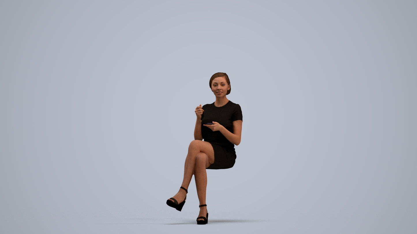 realistic 3D people woman business sitting, render-ready for V-Ray and Corona, FBX OBJ, standing pose render