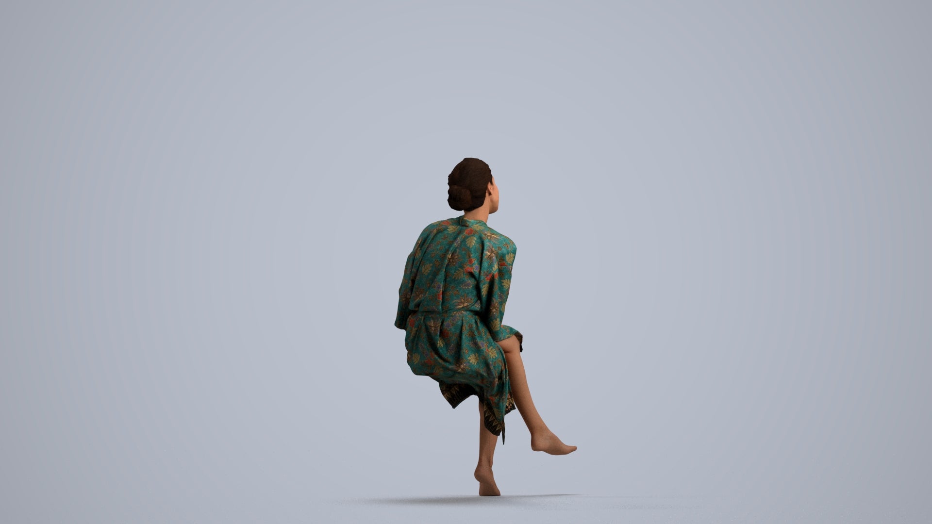 3D scanned woman bathroom, photorealistic archviz people for Enscape and SketchUp, front view render