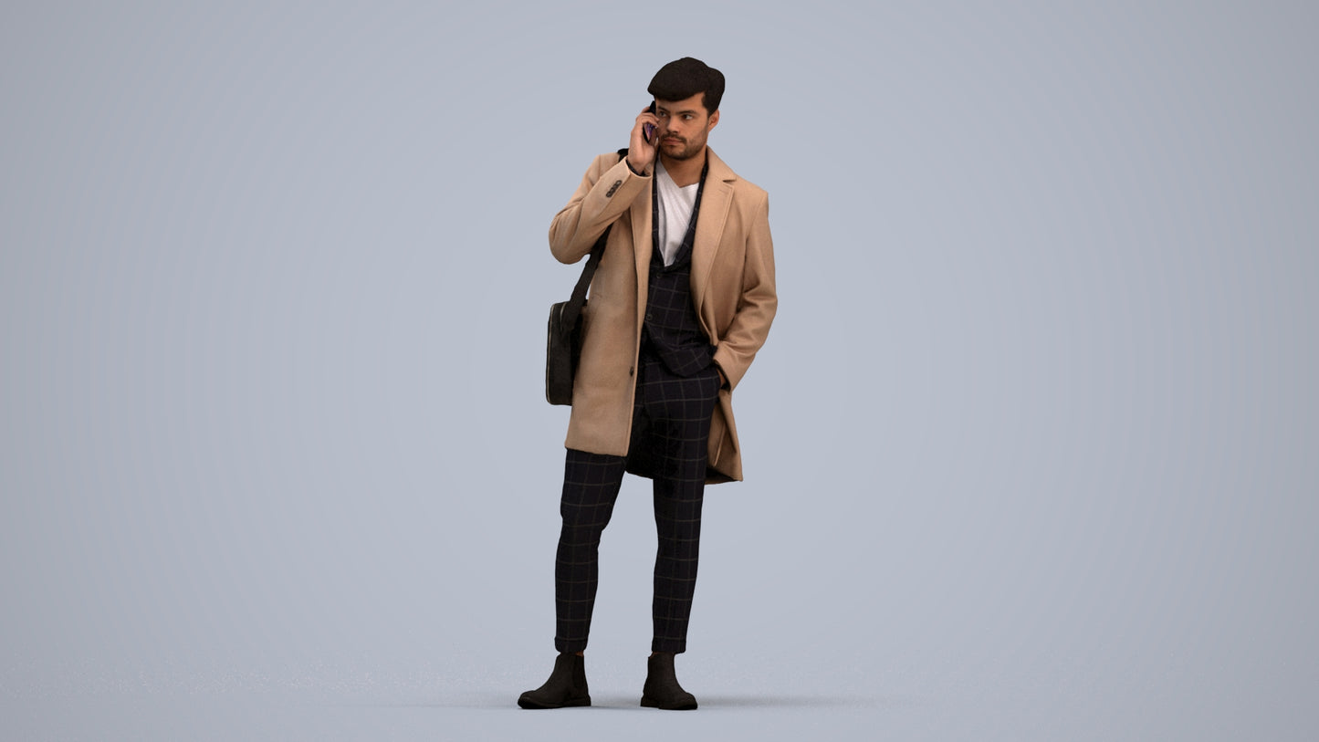 realistic 3D people man business standing, render-ready for V-Ray and Corona, FBX OBJ, standing pose render