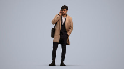 realistic 3D people man business standing, render-ready for V-Ray and Corona, FBX OBJ, standing pose render