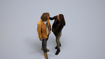realistic 3D woman casual couple, scanned archviz people for Blender and 3ds Max, back view render