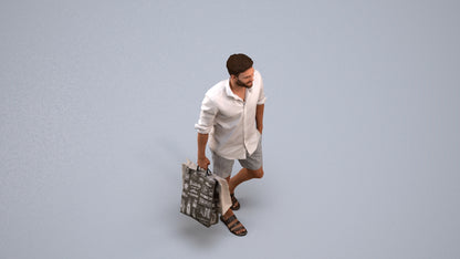 realistic 3D people man casual shopping, render-ready for V-Ray and Corona, FBX OBJ, back view render
