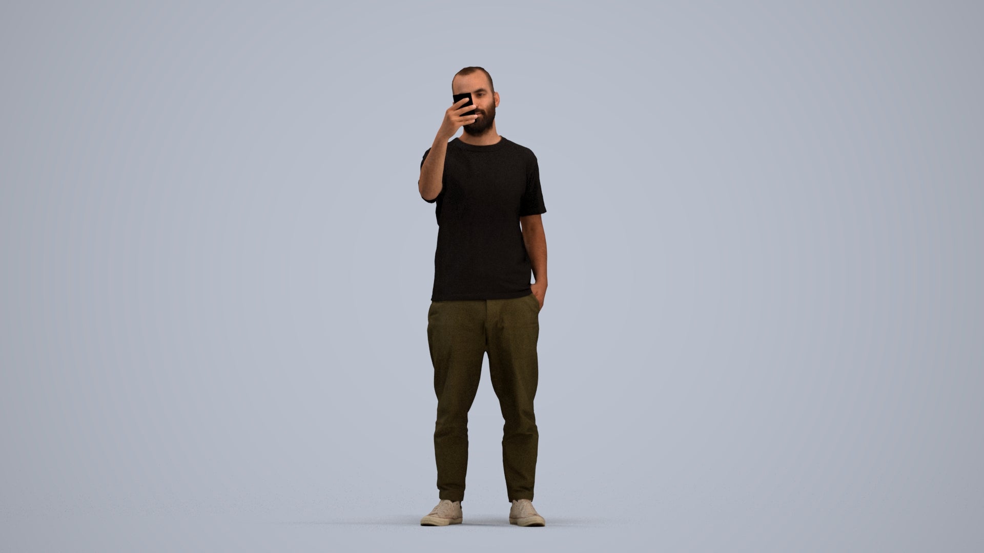 3D people model man casual standing, scanned human for 3ds Max rendering, standing pose render