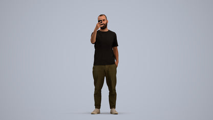 3D people model man casual standing, scanned human for 3ds Max rendering, standing pose render