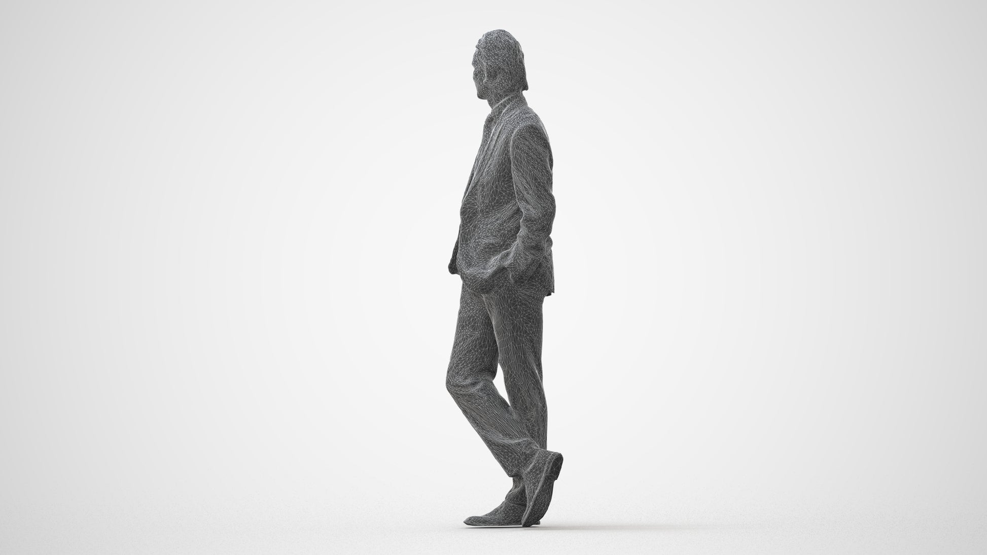 3D human model man business standing, photogrammetry scanned person for archviz, square thumbnail