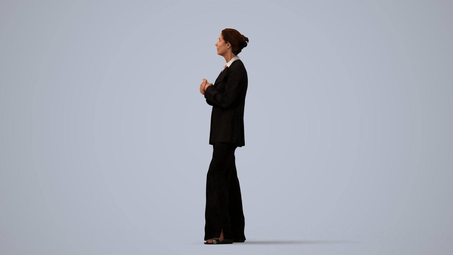 realistic 3D people senior woman business, render-ready for V-Ray and Corona, FBX OBJ, three-quarter view render