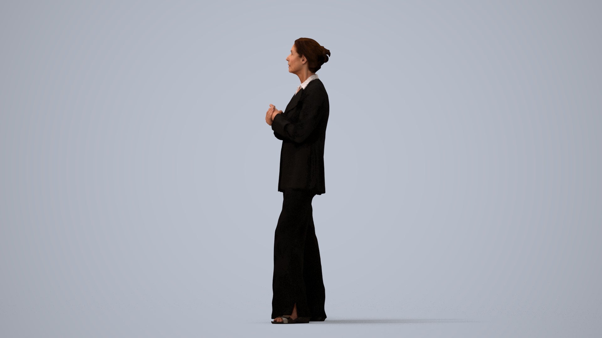 realistic 3D people senior woman business, render-ready for V-Ray and Corona, FBX OBJ, three-quarter view render