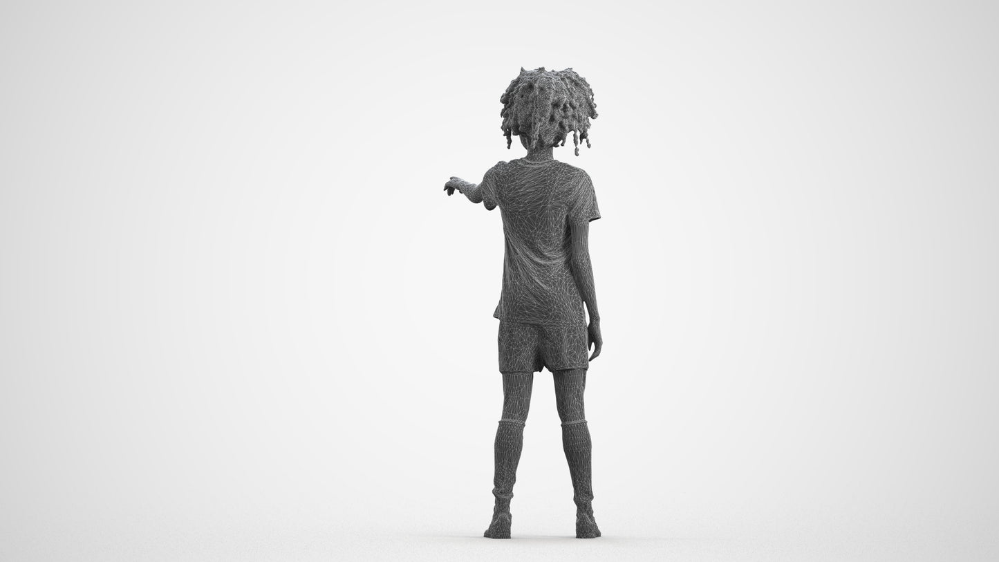 3D human model woman sport, photogrammetry scanned person for archviz, wireframe front view