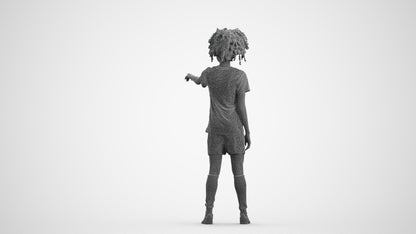 3D human model woman sport, photogrammetry scanned person for archviz, wireframe front view