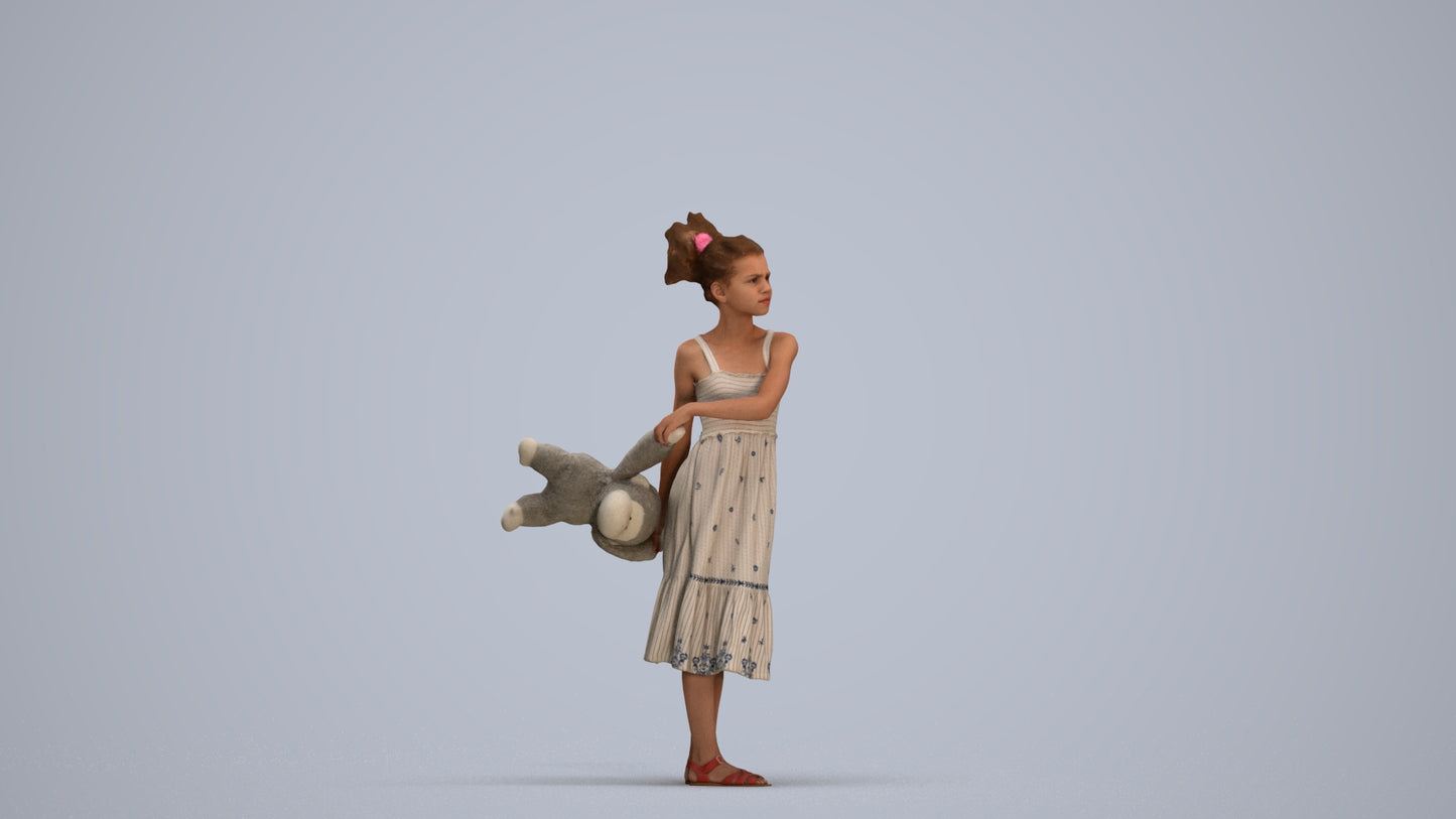 scanned 3D girl casual kids, photogrammetry people for Enscape and V-Ray, standing pose render