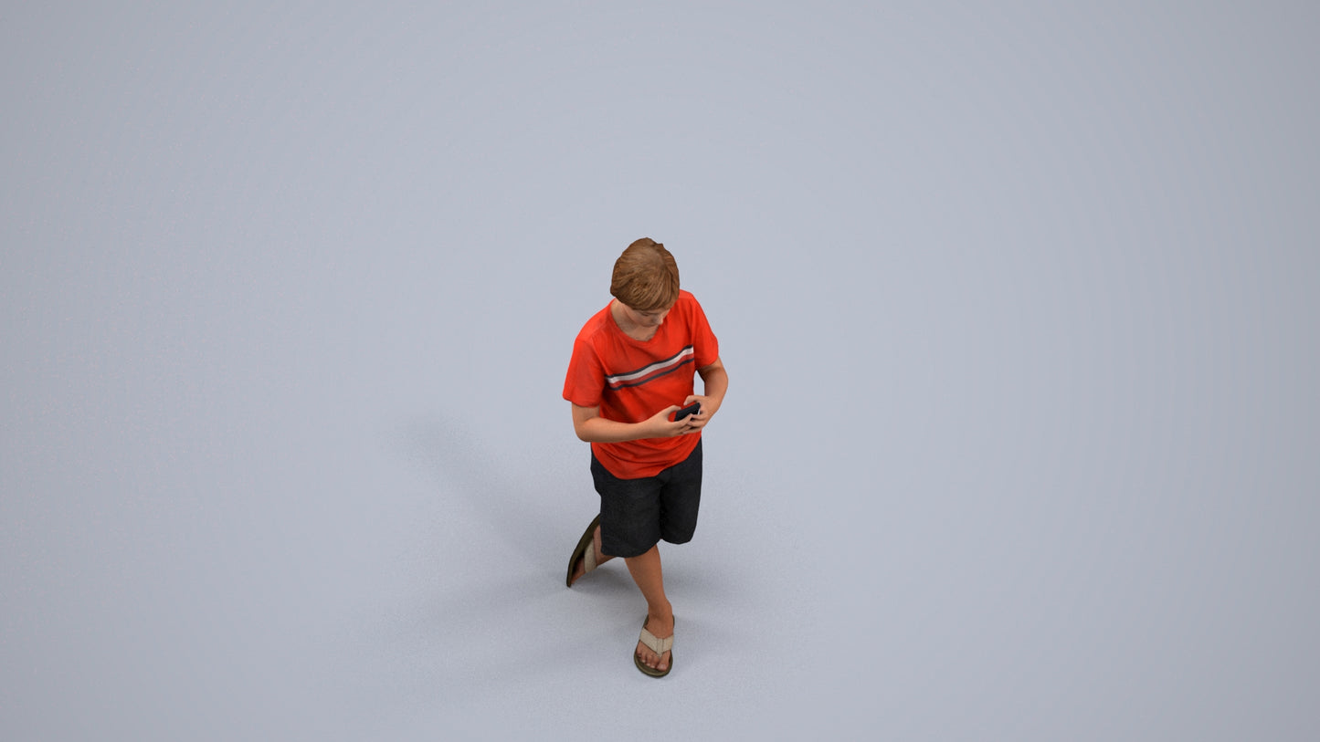 scanned 3D boy casual kids, photogrammetry people for Enscape and V-Ray, back view render