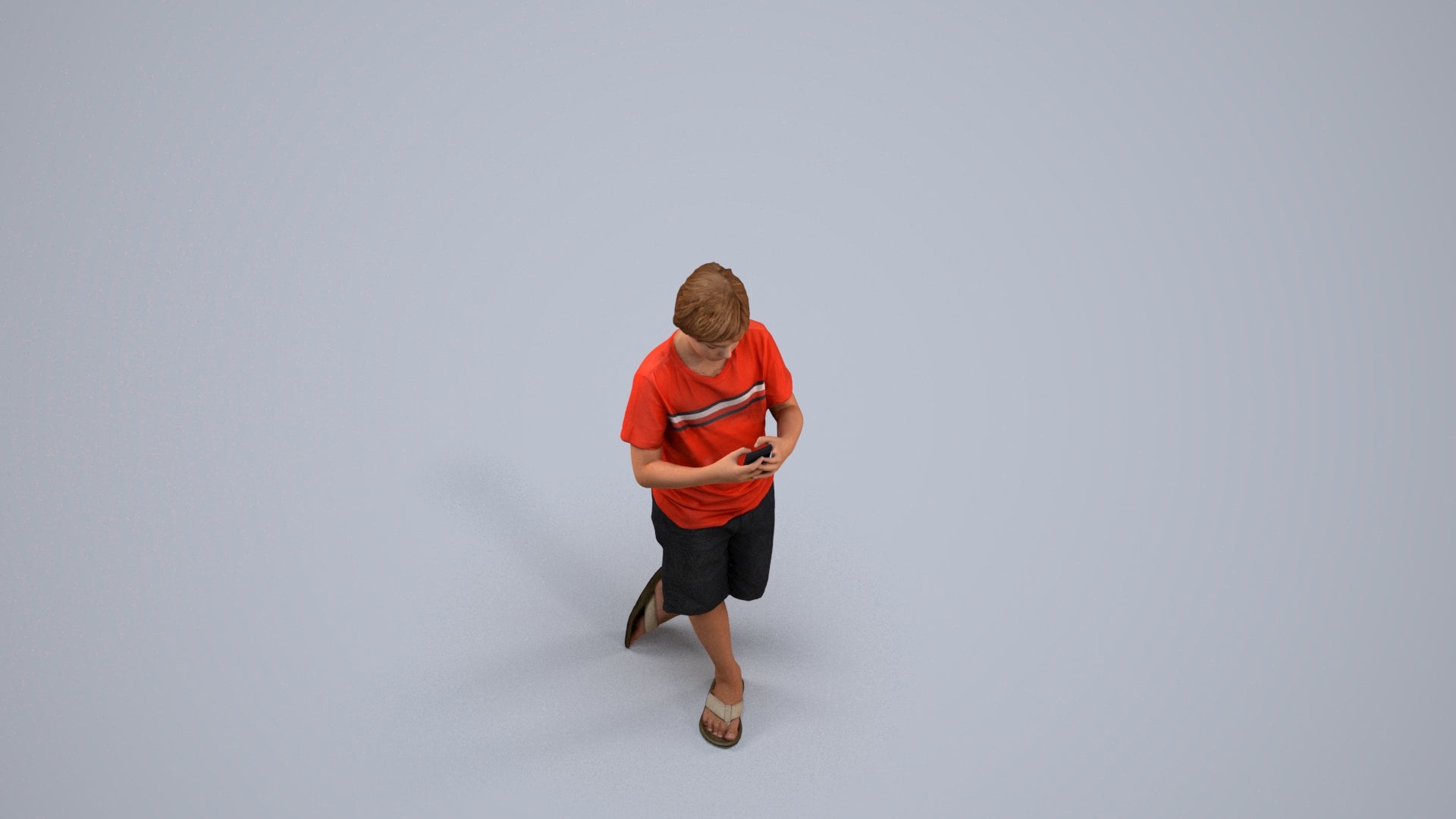 scanned 3D boy casual kids, photogrammetry people for Enscape and V-Ray, back view render