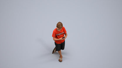 scanned 3D boy casual kids, photogrammetry people for Enscape and V-Ray, back view render