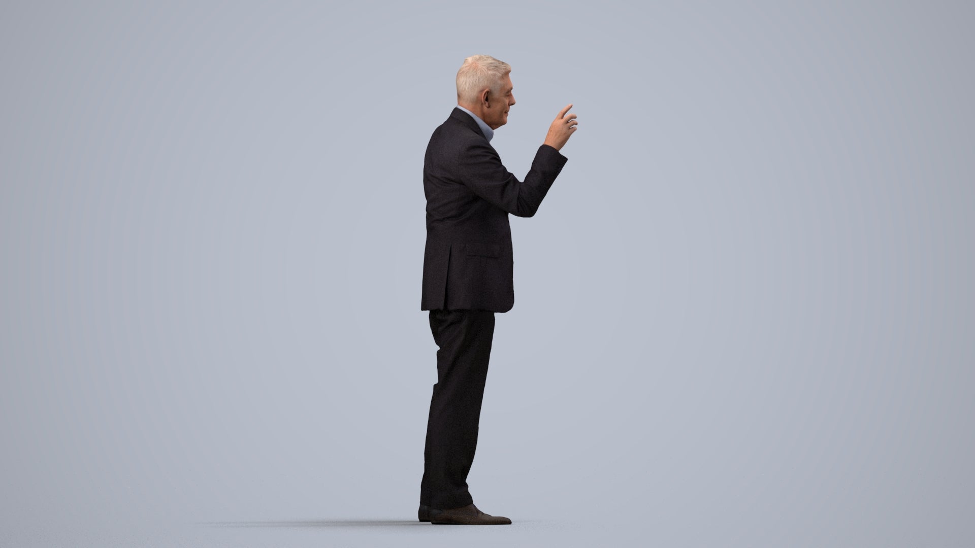 scanned 3D senior man business, photogrammetry people for Enscape and V-Ray, side view render