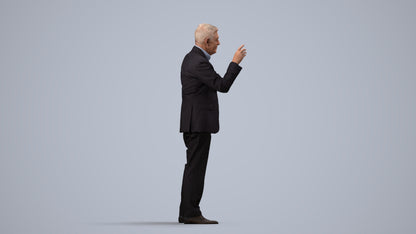 scanned 3D senior man business, photogrammetry people for Enscape and V-Ray, side view render