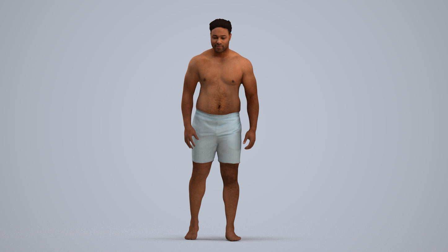 3D scanned man pool, photorealistic archviz people for Enscape and SketchUp, standing pose render