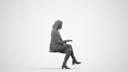 realistic 3D human woman business, archviz people FBX OBJ for Blender, wireframe side view