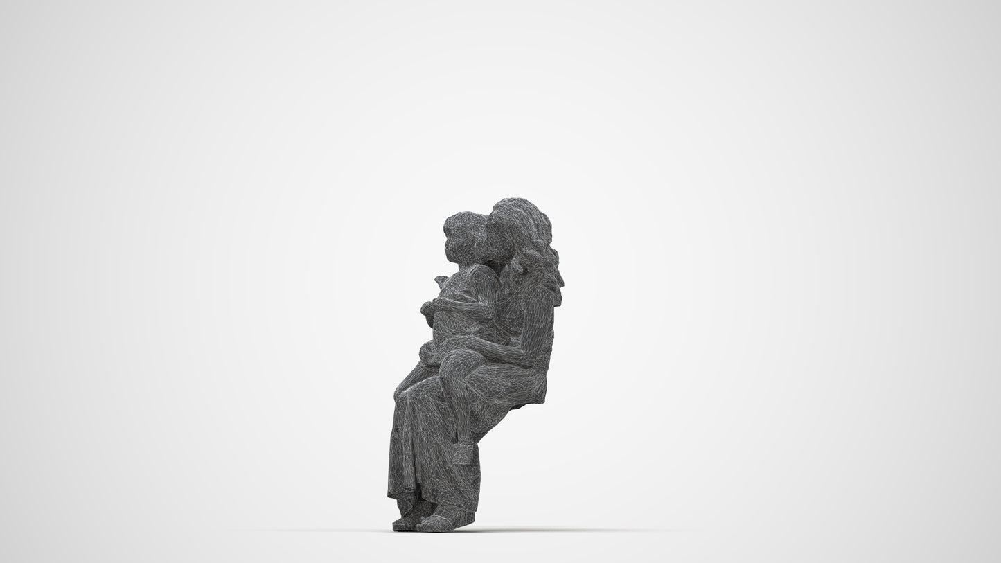 3D scanned boy kids casual, photorealistic archviz people for Enscape and SketchUp, wireframe back view