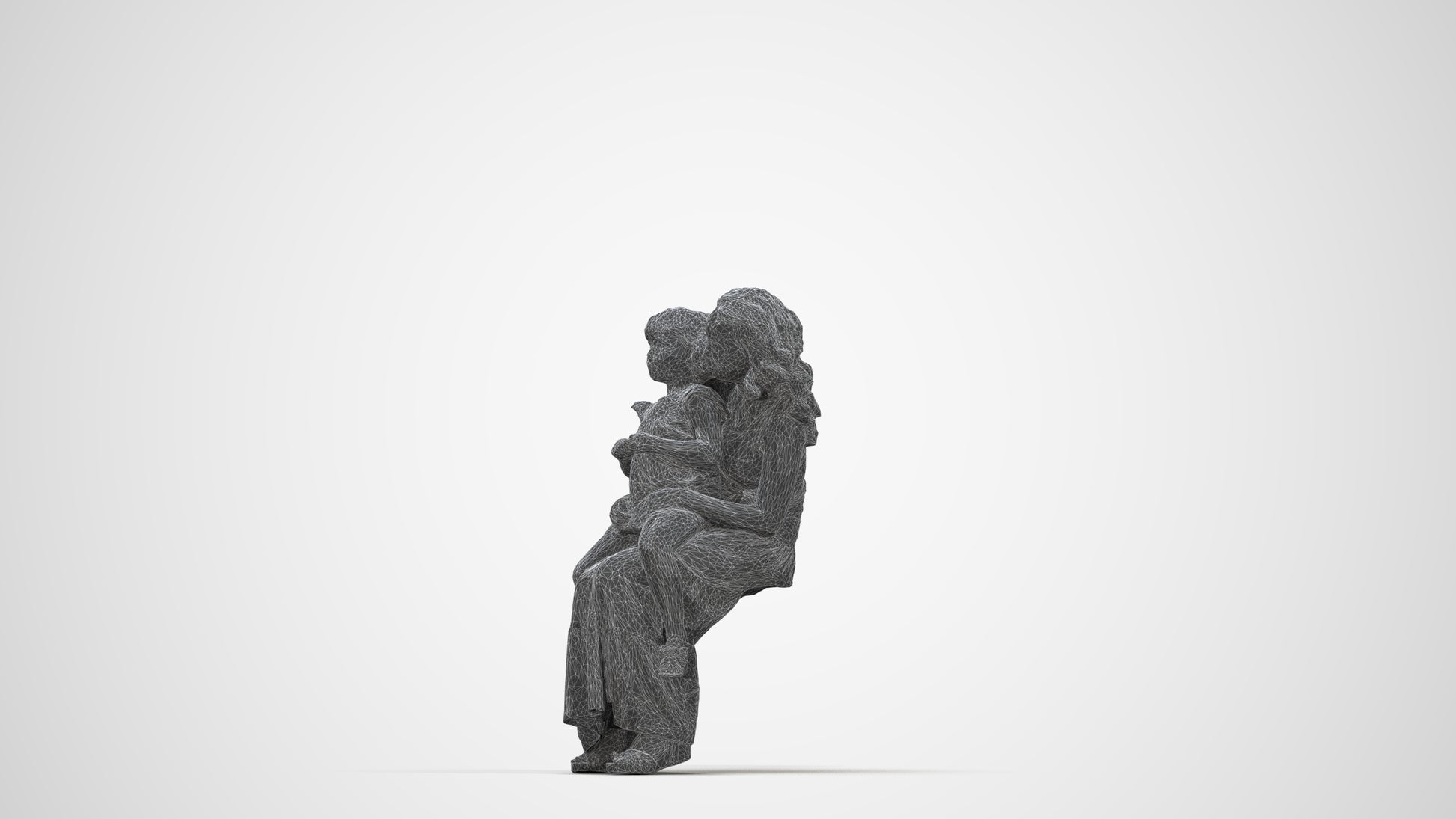 3D scanned boy kids casual, photorealistic archviz people for Enscape and SketchUp, wireframe back view