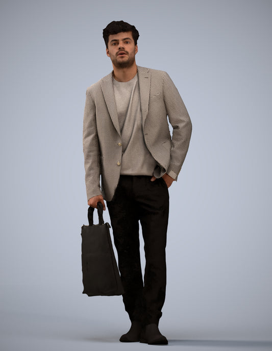 scanned 3D man casual standing, photogrammetry people for Enscape and V-Ray