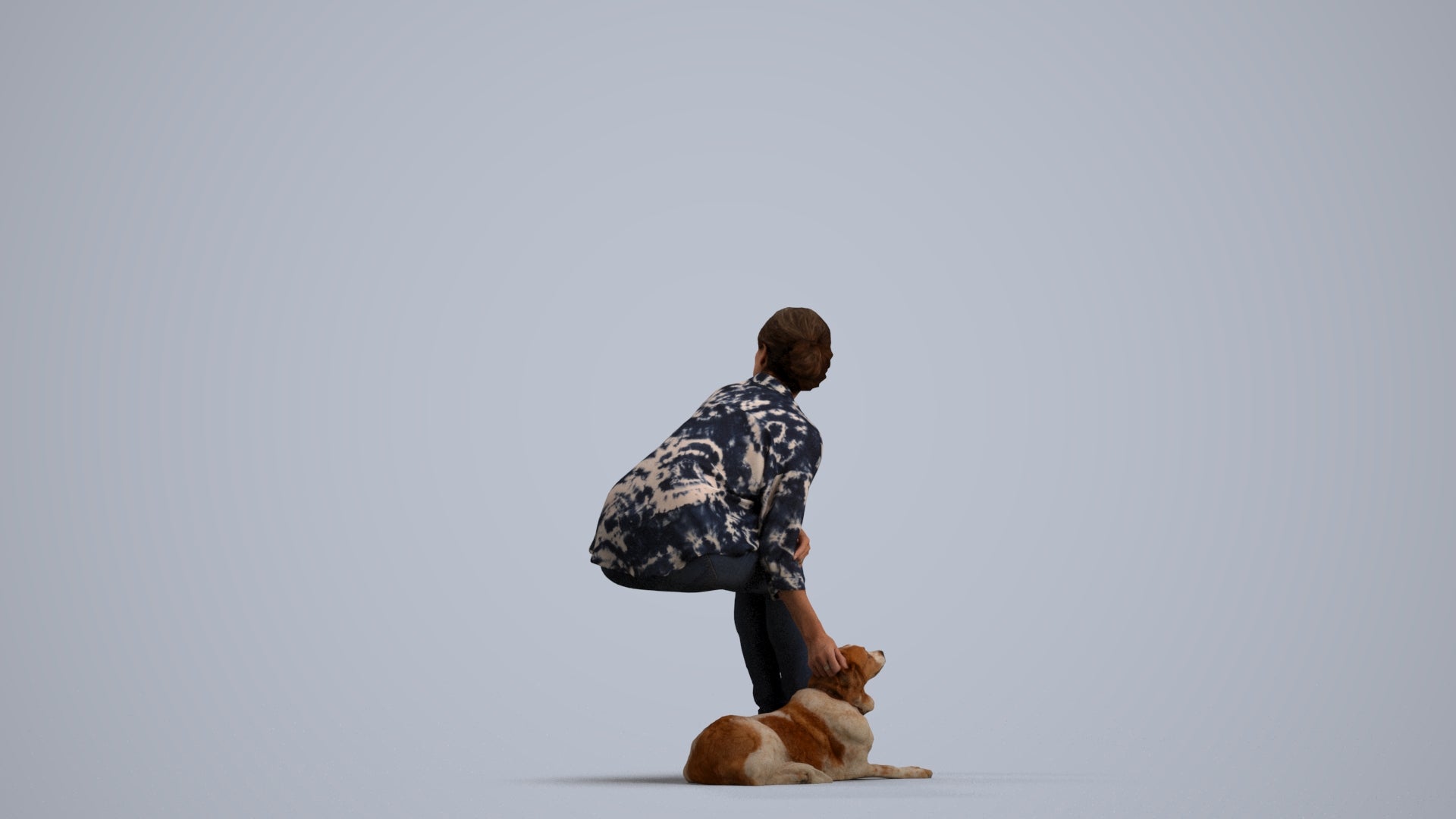 3D people model man casual sitting, scanned human for 3ds Max rendering, front view render
